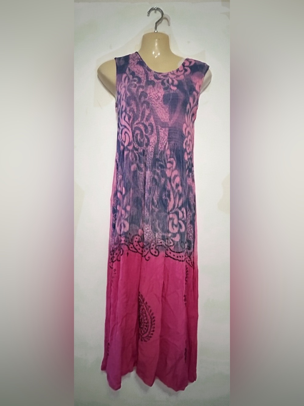 Pink and Purple Floral Print Maxi Dress